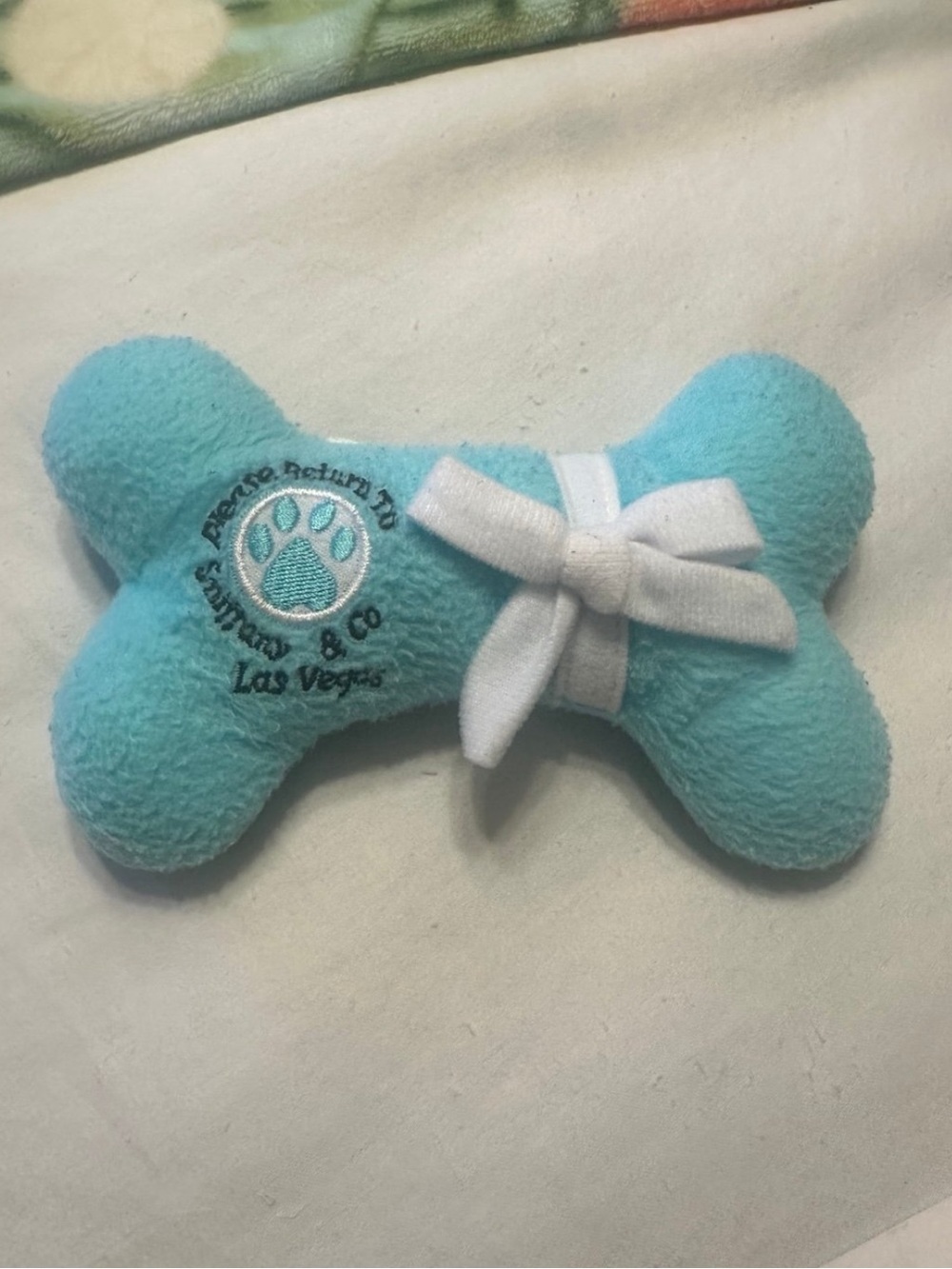 Plush Dog Bone Sniffany Blue Toy Las Vegas Souvenir Puppy Chew Toy Soft Pet Toy